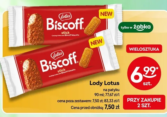 Lody na patyku Lotus Biscoff promocja w Żabka