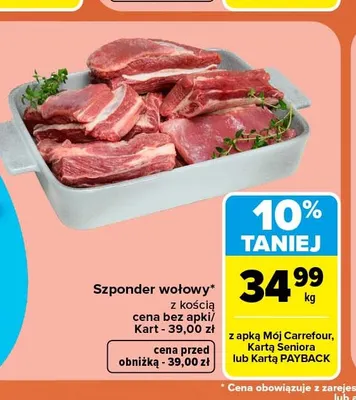 Szponder wołowy z kością promocja w Carrefour