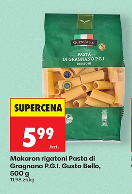 Makaron rigatoni Pasta di Gragnano P.G.I. Gusto Bello promocja w Biedronka