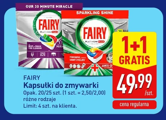 Kapsułki do zmywarki Fairy Platinum promocja w Aldi