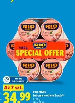 Tuńczyk w oliwie Rio Mare 7-pak promocja w Lidl