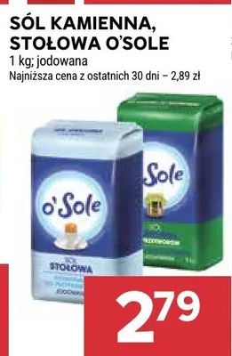 Sól kamienna stołowa jodowana O'Sole promocja w Stokrotka