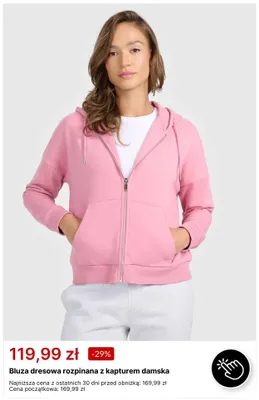 Bluza dresowa rozpinana z kapturem damska promocja w 4F