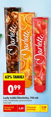 Lody tubki Marletto cola promocja w Biedronka