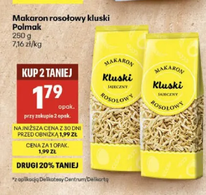 Makaron rosołowy kluski Polmak promocja w Delikatesy Centrum