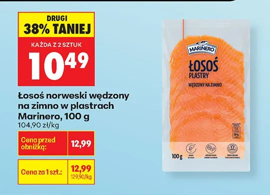 Łosoś norweski wędzony na zimno w plastrach Connoisseur promocja w Biedronka
