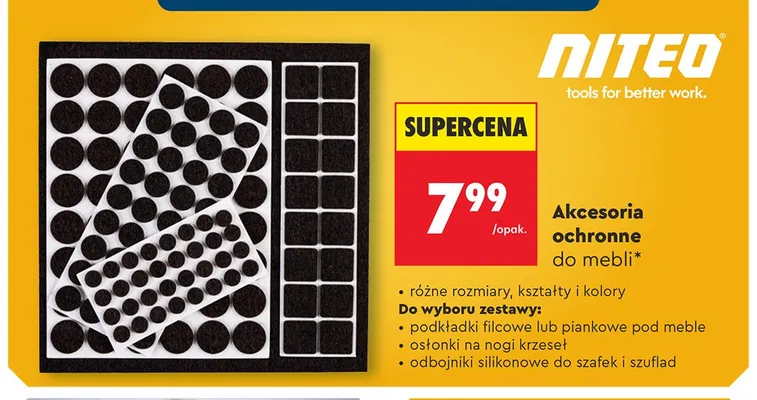 Podkładki piankowe pod meble Niteo promocja w Biedronka