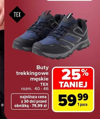 Buty trekkingowe męskie TEX promocja w Carrefour
