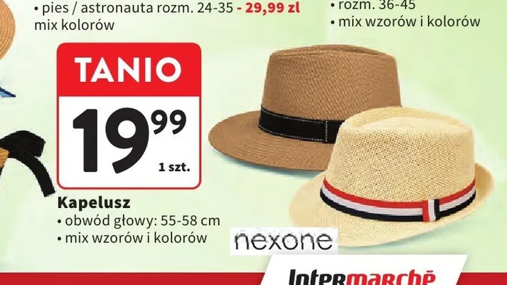 Kapelusz Nexone promocja w Intermarche