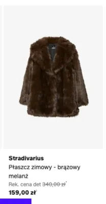Płaszcz zimowy Stradivarius brązowy melanż promocja w Lounge by Zalando