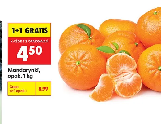 Mandarynki opak. 1 kg 1+1 GRATIS promocja w Biedronka