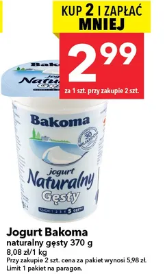 Jogurt naturalny gęsty promocja w LEWIATAN