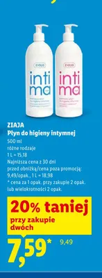 Płyn do higieny intymnej Ziaja Intima promocja w Lidl