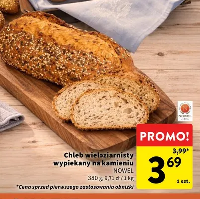 Chleb wieloziarnisty wypiekany na kamieniu Nowel promocja w Intermarche