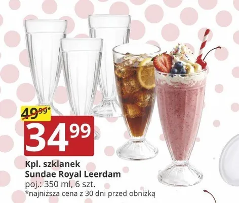 Komplet szklanek Sundae Royal Leerdam 6-pak 350 ml promocja w Prymus AGD