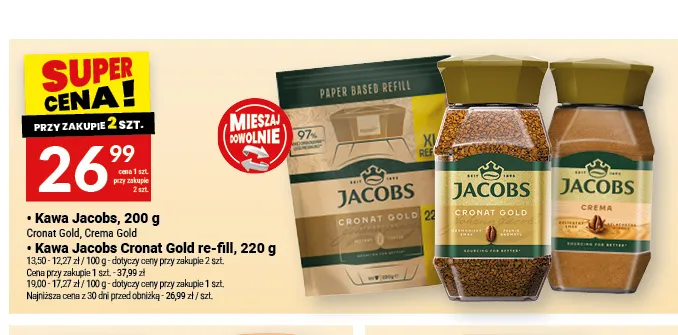 Kawa rozpuszczalna Jacobs Cronat Gold promocja w Twój Market