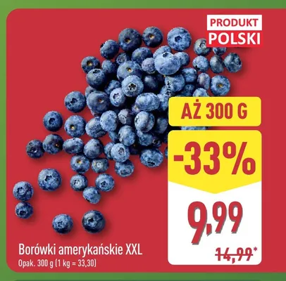 Borówki amerykańskie XXL promocja w Aldi