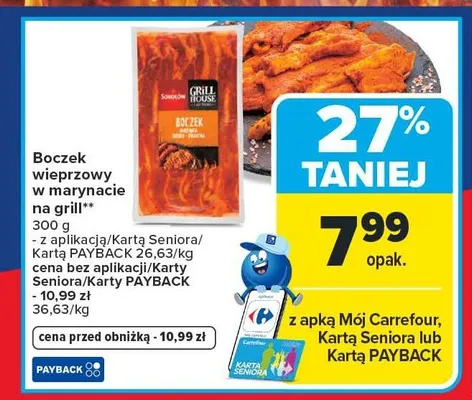 Boczek wieprzowy w marynacie na grill Sokołów promocja w Carrefour