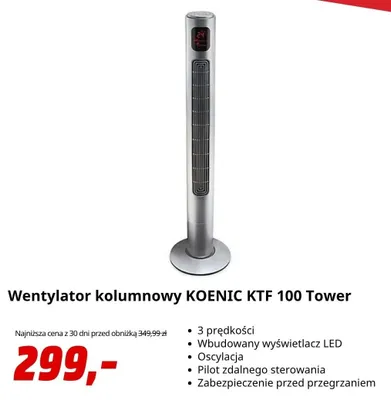 Wentylator kolumnowy KOENIC KTF 100 Tower promocja w Media Markt