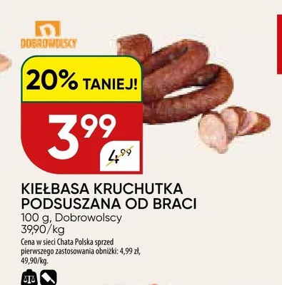 Kiełbasa Kruchutka Podsusza od Braci Dobrowolscy promocja w Chata Polska