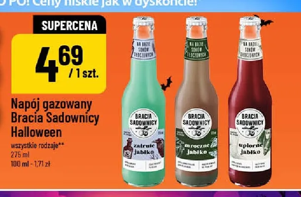 Napój gazowany Bracia Sadownicy Halloween mroczne jabłko promocja w POLOmarket