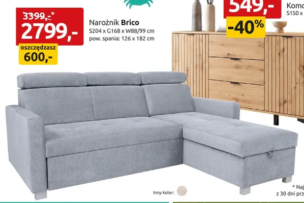 Narożnik Brico promocja w Black Red White