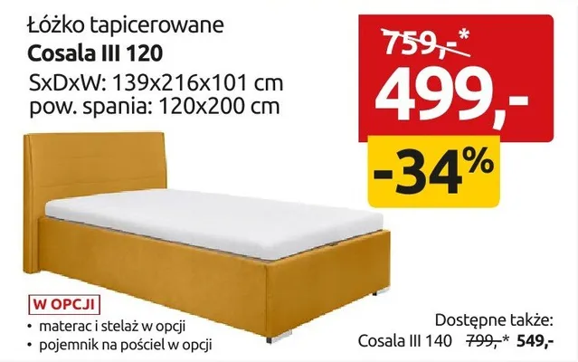 Łóżko tapicerowane Cosala III 120 promocja w Black Red White