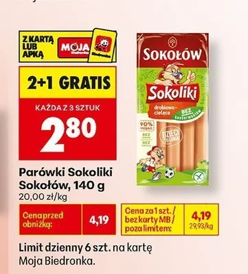 Parówki Sokoliki Sokołów promocja w Biedronka