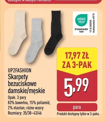 Skarpety bezuciskowe męskie UP2FASHION 3-pak promocja w Aldi
