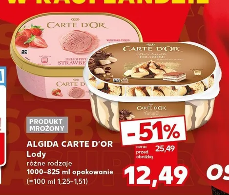 Lody Algida Carte d'Or truskawkowe promocja w Kaufland