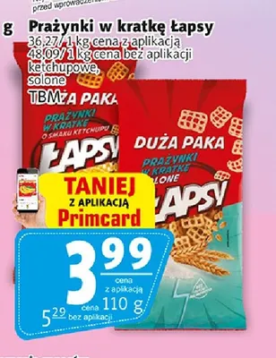 Prażynki w kratkę Łapsy solone promocja w Prim Market