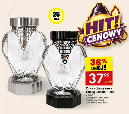 Znicz solarny serce z kolią Cortina promocja w Twój Market