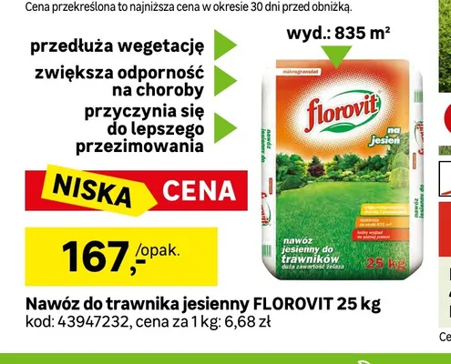 Nawóz do trawnika jesienny Florovit promocja w Leroy Merlin