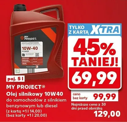 Olej silnikowy 10W40 My Project promocja w Kaufland