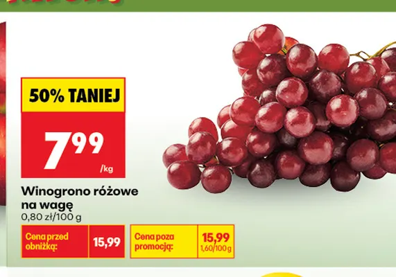 Winogrono różowe na wagę promocja w Biedronka