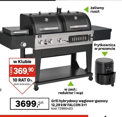 Grill hybrydowy węglowo-gazowy 12,29kW FALCON 3+1 promocja w Leroy Merlin