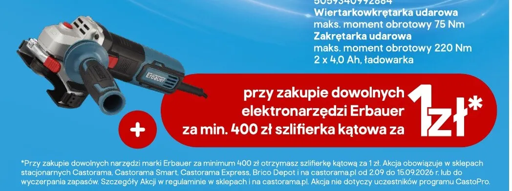 Szlifierka kątowa Erbauer promocja w Castorama