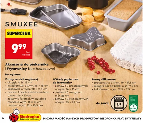 Akcesoria do piekarnika zestaw foremek motyl i miś promocja w Biedronka