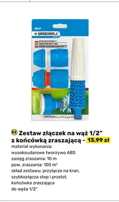 Zestaw złączek na wąż 1/2" z końcówką zraszającą promocja w Bricomarche
