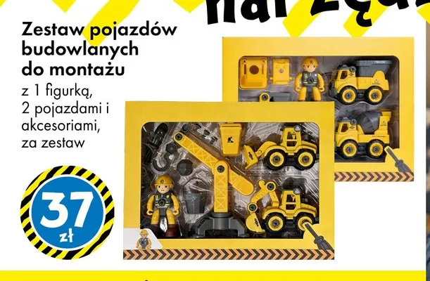 Zestaw pojazdów budowlanych do montażu promocja w Tedi