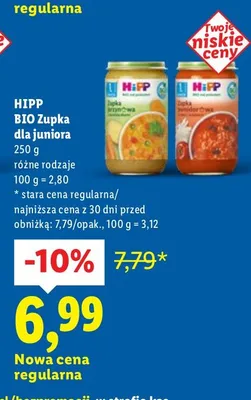 Zupka dla juniora BIO Hipp, różne rodzaje promocja w Lidl