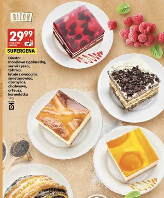Ciasto czarny las Bizon promocja w Delikatesy Centrum