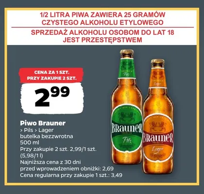 Piwo Brauner Lager promocja w Netto