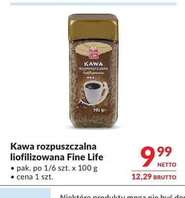 Kawa rozpuszczalna liofilizowana Fine Life promocja w Makro