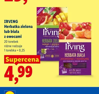 Herbatka biała z owocami Irving promocja w Lidl