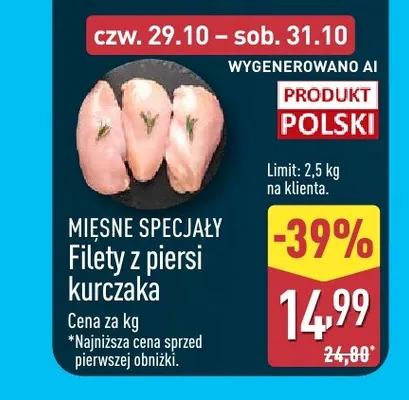 Filety z piersi kurczaka Mięsne Specjały promocja w Aldi