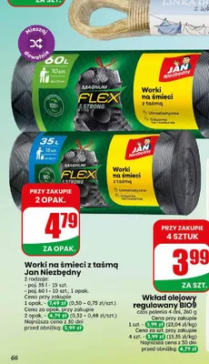 Worki na śmieci z taśmą Jan Niezbędny Magnum Flex & Strong 35 l promocja w Dino