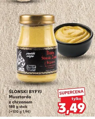 Musztarda z chrzanem Ślonski Byfyj promocja w Kaufland