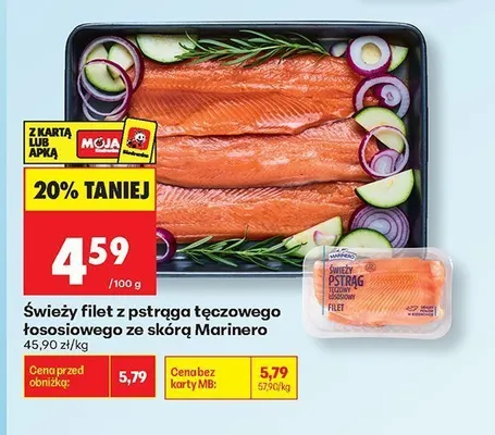 Świeży filet z pstrąga tęczowego łososiowego ze skórą Marinero promocja w Biedronka