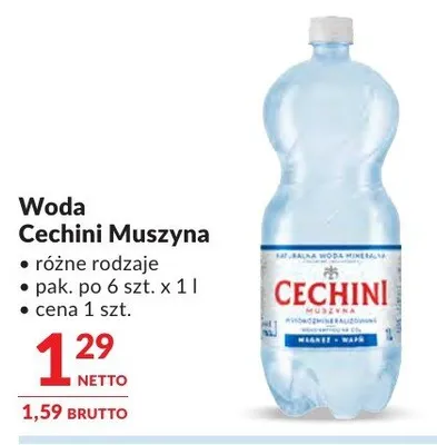 Woda Cechini Muszyna różne rodzaje promocja w Makro